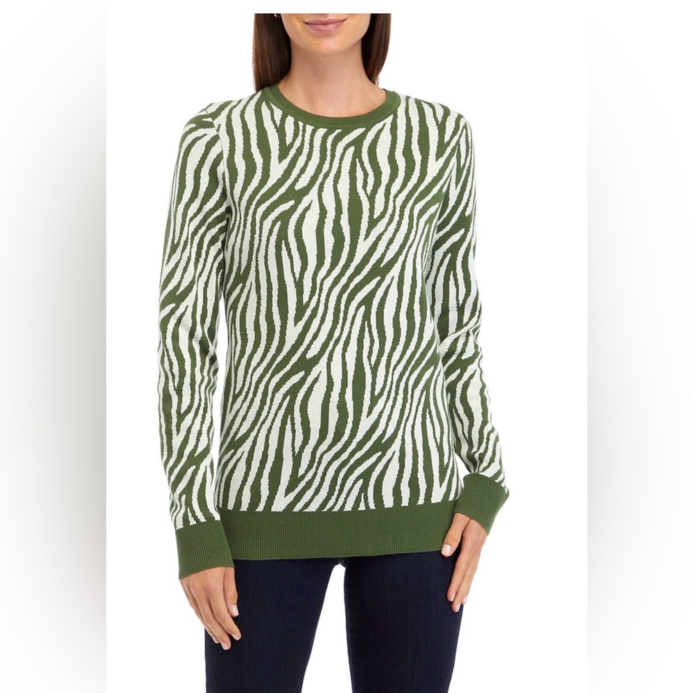 Chic Zebra Print Crew Neck Sweater